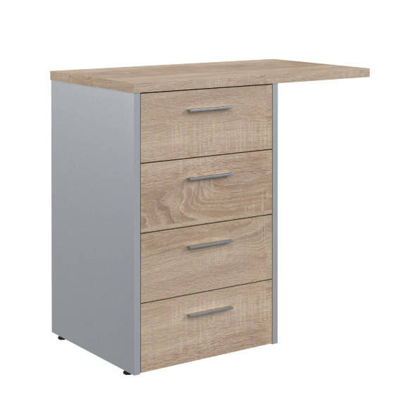 Тумба приставная OLC-4D.2.A Дуб Сонома светлый/Металлик 800х450х750 OFFIX NEW во Владимире 