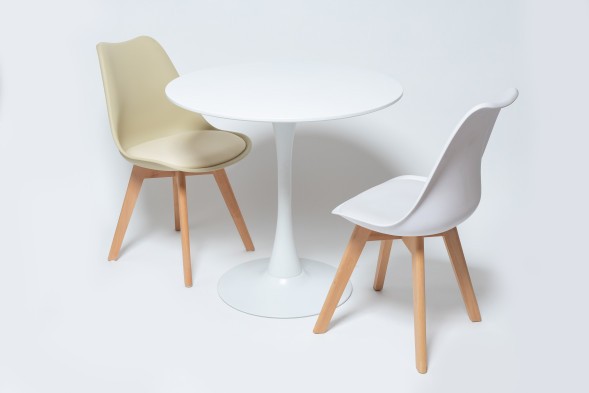 Стол Barneo T-3 Tulip style, MDF, H-75cm - круг диаметр 100см, RAL9003 белый, каркас RAL9003 белый